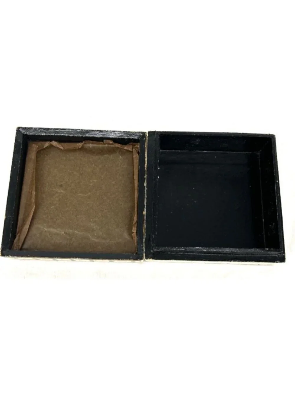 India Coasters Hand Painted Lacquered Paper Mache 6 Coasters w/ Box